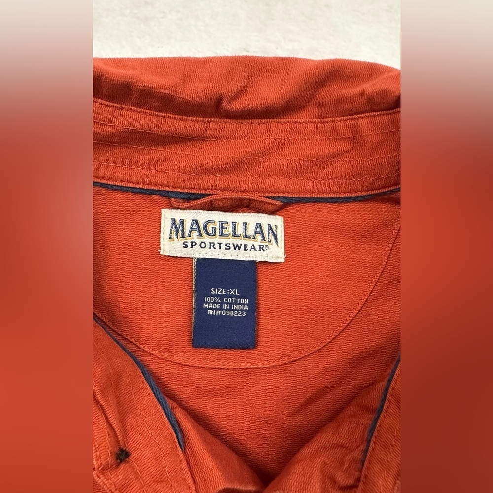 Magellan Outdoors Orange Casual Button Down Shirt Relaxed Fit - Picture 10 of 11